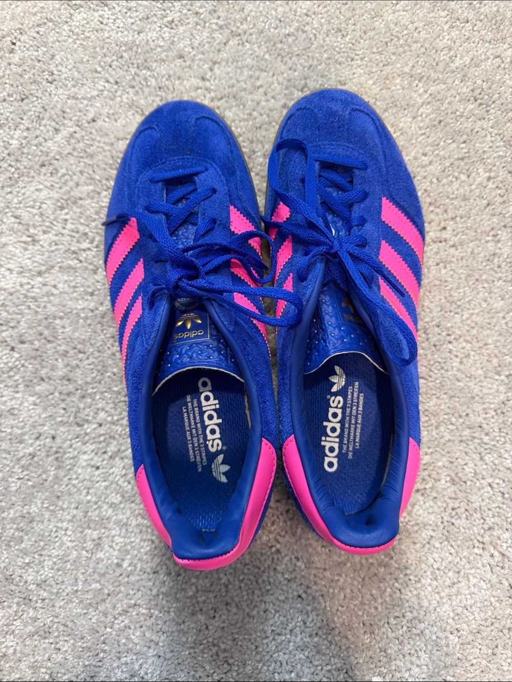 adidas Gazelle Bright Purple/Blue Suede Sneakers with Pink Accents - Picture 4 of 4
